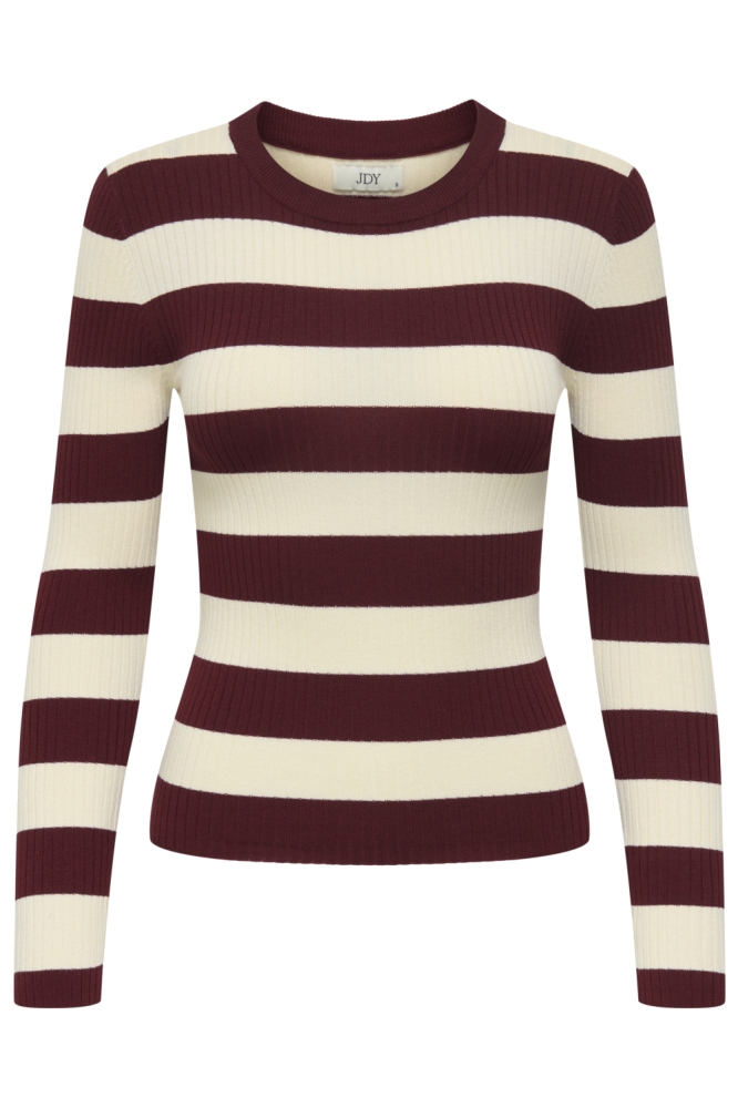JDYPLUM L/S O-NECK PULLOVER KNT NOO 15277223 CABERNET/EGGNOG